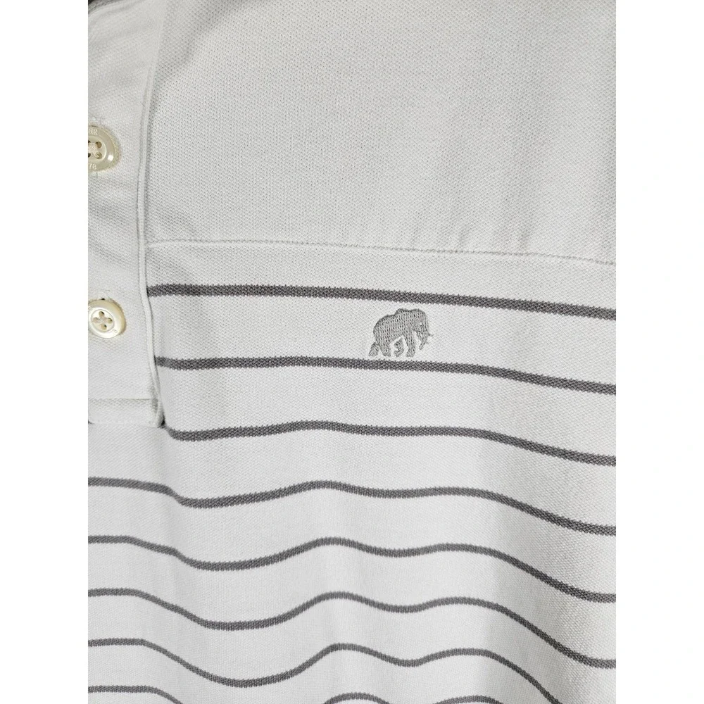 Banana Republic Men's Short Sleeve Polo Shirt White Gray Logo Cotton Blend Large